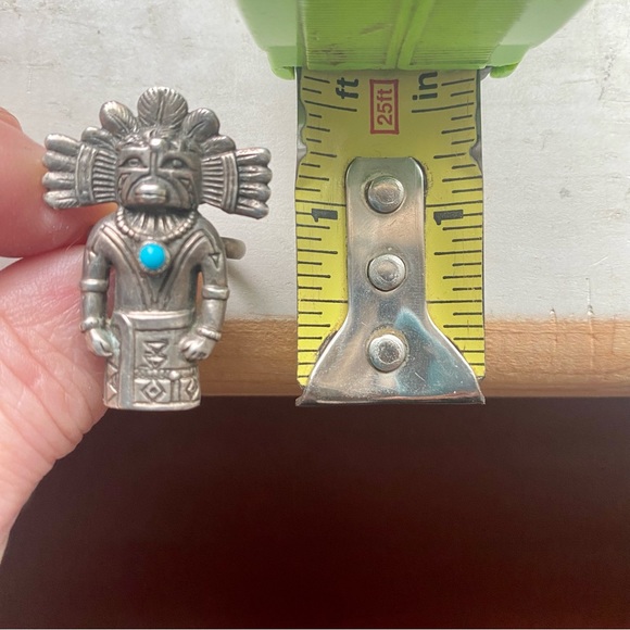 Sterling Silver Kachina Blue Turquoise Stone Vintage Ring Size 7 - Picture 3 of 9